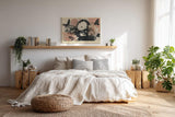 Paul Sinus Wandbild 120x80cm Surreales Blumen Portrait Moderne Kunst Collage in Beige Rosa und Schwarz für Wohnzimmer Schlafzimmer und Büro