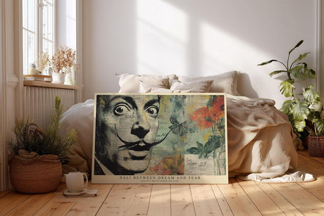 Paul Sinus Wandbild 120x80cm Surreales Künstler Portrait Collage in Vintage Farben Moderne Kunst für Wohnzimmer Büro und Atelier