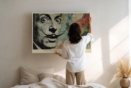 Paul Sinus Wandbild 120x80cm Surreales Künstler Portrait Collage in Vintage Farben Moderne Kunst für Wohnzimmer Büro und Atelier