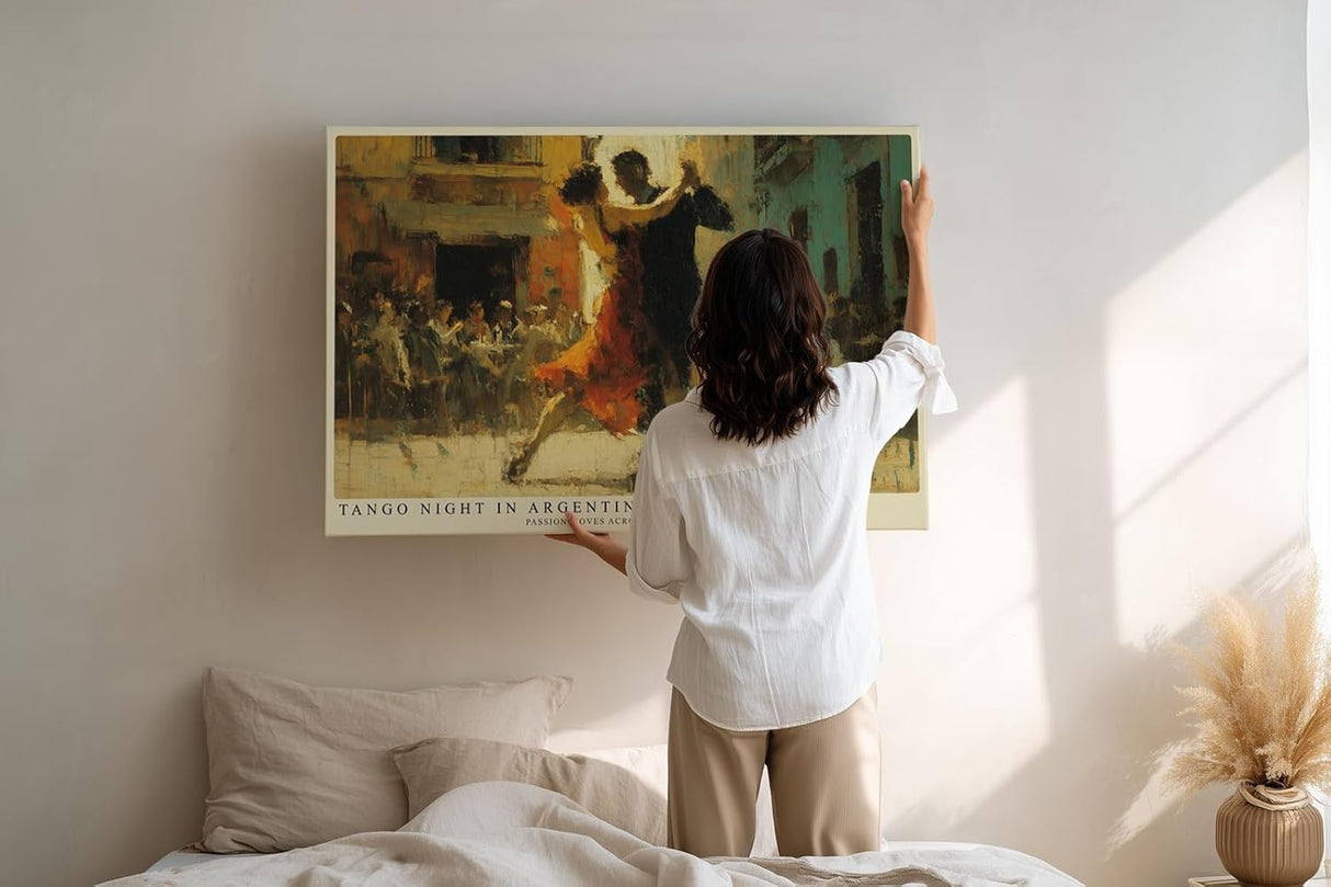 Paul Sinus Wandbild 120x80cm Tango Nacht in Argentinien – Leidenschaftliche Tanzszene in einer historischen Straße