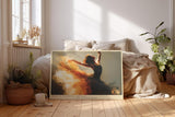 Paul Sinus Wandbild 120x80cm tanzende Frau abstrakte Bewegung moderne Kunst in warmen Farben dynamische Tanz Illustration stilvolle Wanddekoration fuer Wohnzimmer Büro