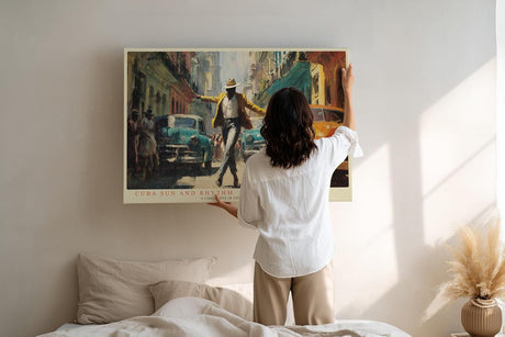 Paul Sinus Wandbild 120x80cm Tanzender Mann in Havanna Retro Stadt Szene Kunst Wanddekoration