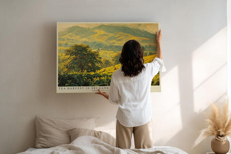 Paul Sinus Wandbild 120x80cm Teeernte in Sri Lanka – Weite Landschaft mit Plantagen und traditioneller Arbeit