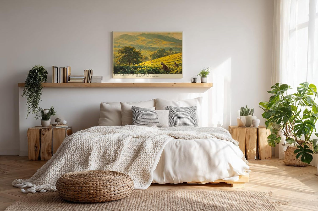 Paul Sinus Wandbild 120x80cm Teeernte in Sri Lanka – Weite Landschaft mit Plantagen und traditioneller Arbeit