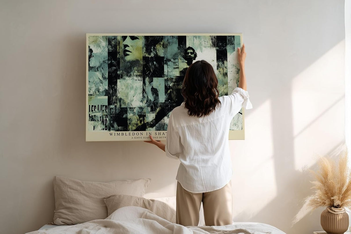 Paul Sinus Wandbild 120x80cm Tennis Spieler Abstrakte Sport Collage Moderne Wimbledon Kunstmotiv Dynamische Illustration