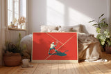Paul Sinus Wandbild 120x80cm Tennisspieler auf rotem Platz moderne Sport Illustration mit dynamischer Bewegung