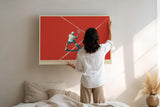Paul Sinus Wandbild 120x80cm Tennisspieler auf rotem Platz moderne Sport Illustration mit dynamischer Bewegung