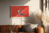 Paul Sinus Wandbild 120x80cm Tennisspieler auf rotem Platz moderne Sport Illustration mit dynamischer Bewegung