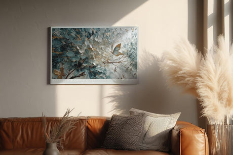 Paul Sinus Wandbild 120x80cm Textured Blossom Quiet Blumenrelief mit Schmetterlingen Elegante Natur Kunst fuer Wohnzimmer Schlafzimmer und Büro