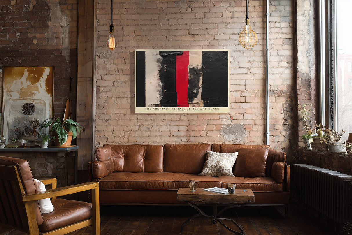Paul Sinus Wandbild The Abstract Stripes of Red and Black Rough Textures Create a Strong Contrast