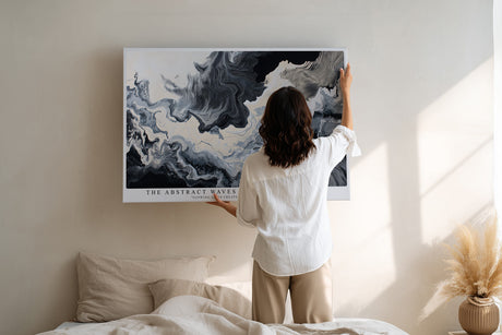 Paul Sinus Wandbild The Abstract Waves of Black and White Flowing Lines Create a Storm of Contrast