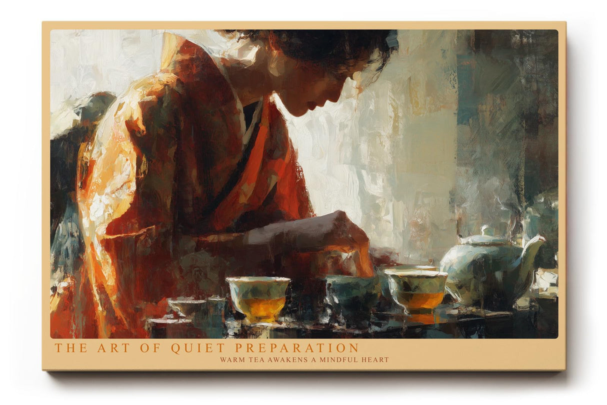 Paul Sinus Wandbild 120x80cm The Art of Quiet Preparation Teezeremonie Szene mit Teekannen und Tassen Kunst Poster für Wohnzimmer Küche