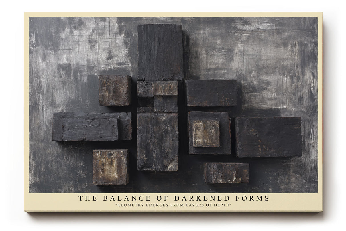 Paul Sinus Wandbild The Balance of Darkened Forms geometrisches Reliefmotiv in dunklen Tönen mit plastischer Tiefe
