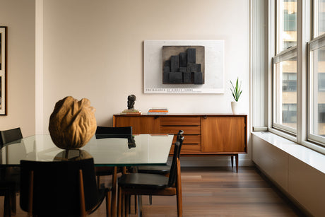 Paul Sinus Wandbild The Balance of Hidden Forms Abstract Geometric Depth in Black and Wood Texture
