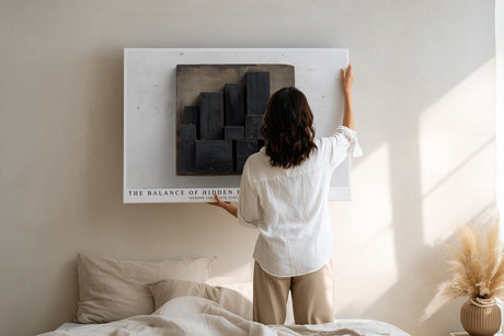 Paul Sinus Wandbild The Balance of Hidden Forms Abstract Geometric Depth in Black and Wood Texture