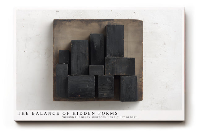 Paul Sinus Wandbild The Balance of Hidden Forms Abstract Geometric Depth in Black and Wood Texture