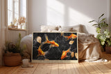 Paul Sinus Wandbild The Balance of Light and Shadow Golden Koi on Black Marble Elegance