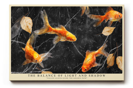 Paul Sinus Wandbild The Balance of Light and Shadow Golden Koi on Black Marble Elegance