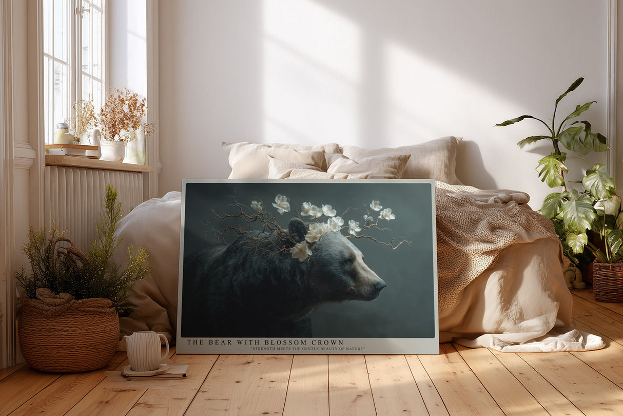 Paul Sinus Wandbild The Bear with Blossom Crown – Stärke und Sanftheit in poetischer Naturharmonie