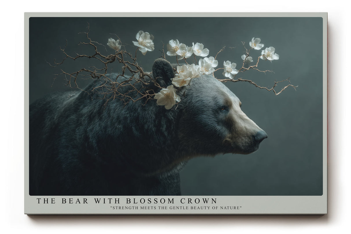 Paul Sinus Wandbild The Bear with Blossom Crown – Stärke und Sanftheit in poetischer Naturharmonie