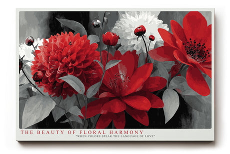 Paul Sinus Wandbild The Beauty of Floral Harmony farbenprächtiges Blumenmotiv in Rot und Grau mit moderner Ausdruckskraft
