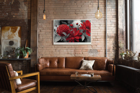 Paul Sinus Wandbild The Beauty of Floral Harmony farbenprächtiges Blumenmotiv in Rot und Grau mit moderner Ausdruckskraft