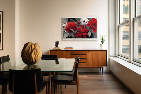Paul Sinus Wandbild The Beauty of Floral Harmony farbenprächtiges Blumenmotiv in Rot und Grau mit moderner Ausdruckskraft