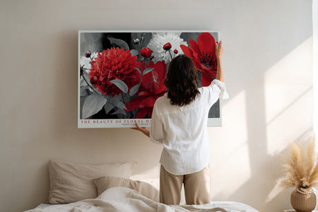 Paul Sinus Wandbild The Beauty of Floral Harmony farbenprächtiges Blumenmotiv in Rot und Grau mit moderner Ausdruckskraft