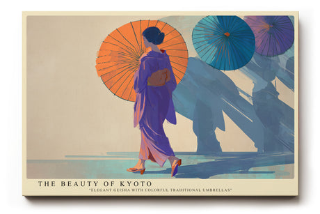 Paul Sinus Wandbild The Beauty of Kyoto – Elegante Geisha mit farbenprächtigen Schirmen