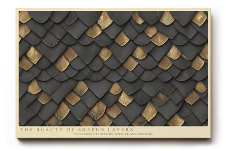 Paul Sinus Wandbild The Beauty of Shaped Layers abstraktes Strukturmotiv mit goldenen und schwarzen Schuppenmustern