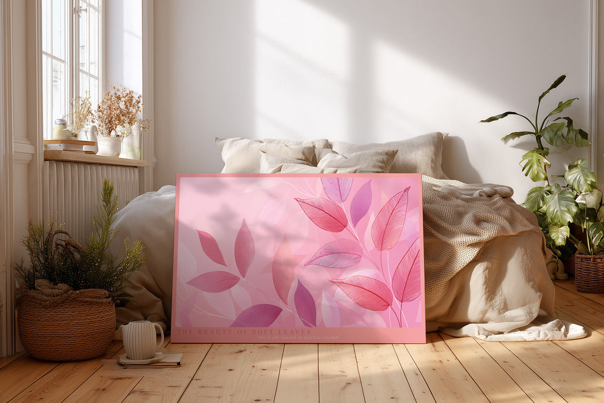 Paul Sinus Wandbild The Beauty of Soft Leaves – Zarte Blätter in feinen Rosatönen – Ästhetisches Wandbild mit sanfter Farbkomposition und moderner Eleganz.