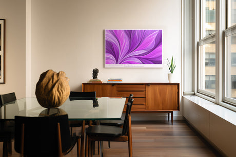 Paul Sinus Wandbild The Bloom of Energy – abstraktes Kunstwerk in Lila und Pink mit fließenden Formen und dynamischer Linienführung