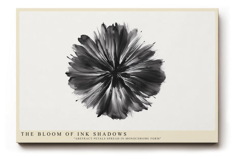 Paul Sinus Wandbild The Bloom of Ink Shadows – Abstrakte Darstellung einer Blüte aus schwarzen Tintenverläufen, Symbol für Ausdruckskraft und künstlerische Freiheit