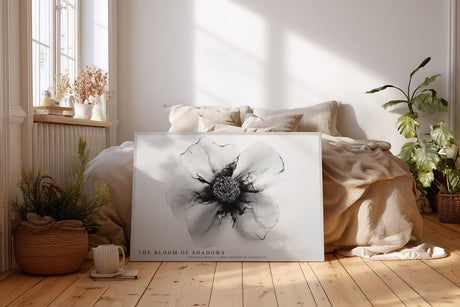 Paul Sinus Wandbild The Bloom of Shadows abstrakte Blüte in Schwarz Weiß mit feinen Linien und faszinierendem Kontrast