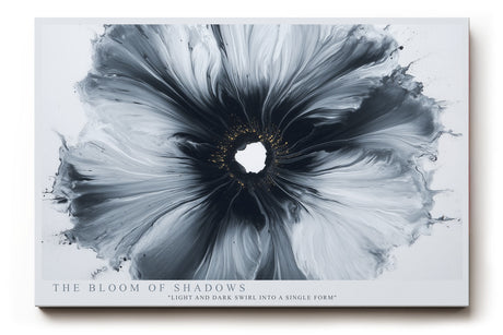 Paul Sinus Wandbild The Bloom of Shadows – abstrakte Blüte in Schwarz-Weiß symbolisiert Kontrast, Energie und die Verschmelzung von Licht und Dunkelheit