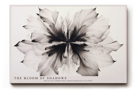 Paul Sinus Wandbild The Bloom of Shadows abstraktes Blumenmotiv in Schwarz Weiß mit ausdrucksstarker Form und Tiefe