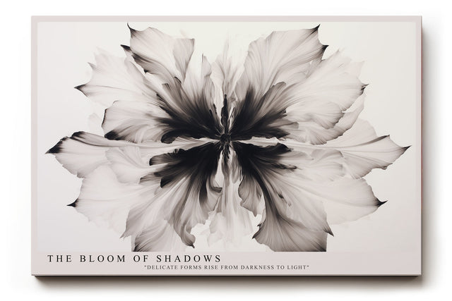 Paul Sinus Wandbild The Bloom of Shadows abstraktes Blumenmotiv in Schwarz Weiß mit ausdrucksstarker Form und Tiefe