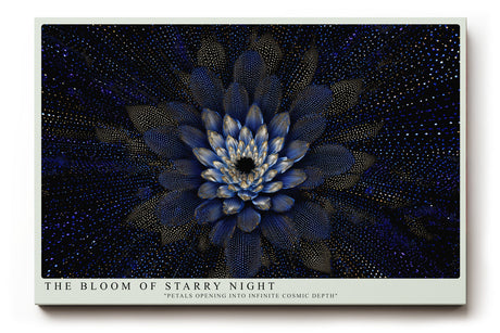 Paul Sinus Wandbild The Bloom of Starry Night – Leuchtende Blüte im Sternenmeer – Mystisches Wandbild mit Tiefe, Glanz und kosmischer Symbolik.