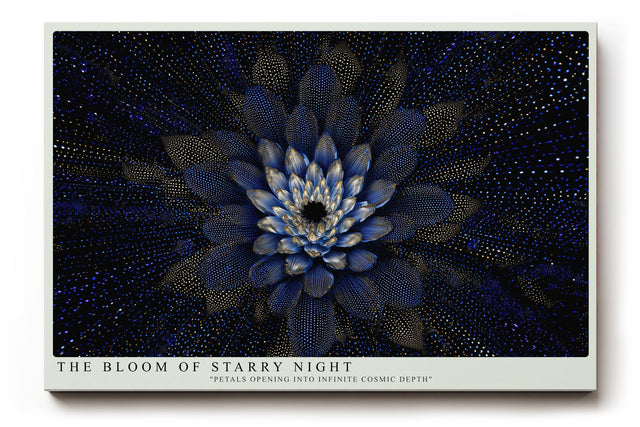 Paul Sinus Wandbild The Bloom of Starry Night – Leuchtende Blüte im Sternenmeer – Mystisches Wandbild mit Tiefe, Glanz und kosmischer Symbolik.