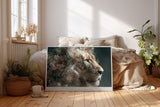 Paul Sinus Wandbild The Blooming Lion Majestätisches Porträt eines Löwen, umgeben von einem Kranz aus zarten Blüten – Symbol für Kraft und Anmut.