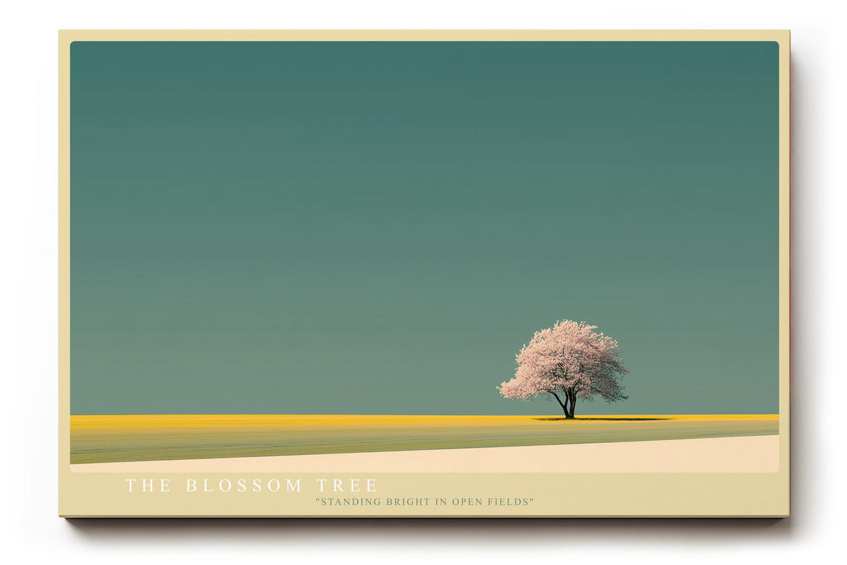 Paul Sinus Wandbild The Blossom Tree minimalistisches Landschaftsmotiv mit blühendem Baum und klarer Farbkomposition