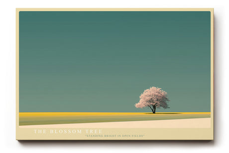 Paul Sinus Wandbild The Blossom Tree minimalistisches Landschaftsmotiv mit blühendem Baum und klarer Farbkomposition