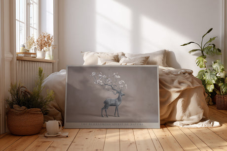 Paul Sinus Wandbild The Blossoming Spirit of Nature Deer with Floral Antlers in Gentle Balance