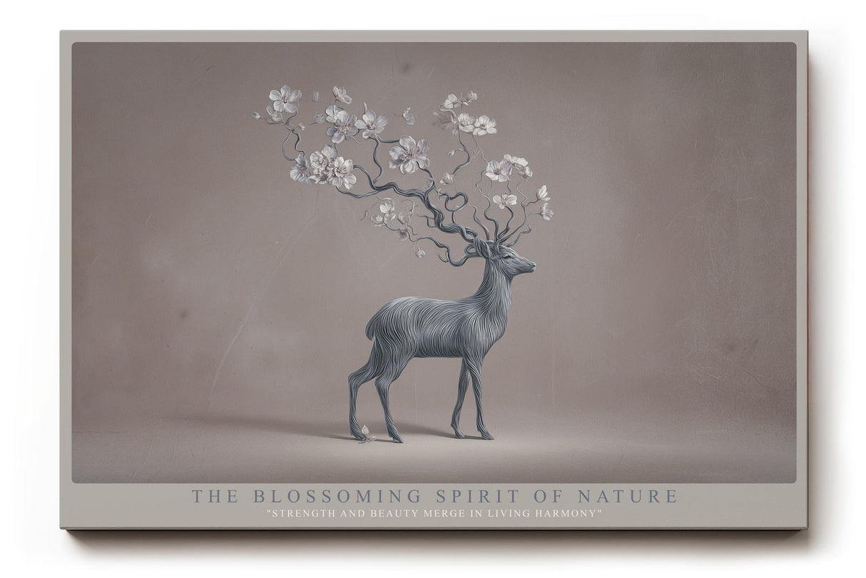 Paul Sinus Wandbild The Blossoming Spirit of Nature Deer with Floral Antlers in Gentle Balance