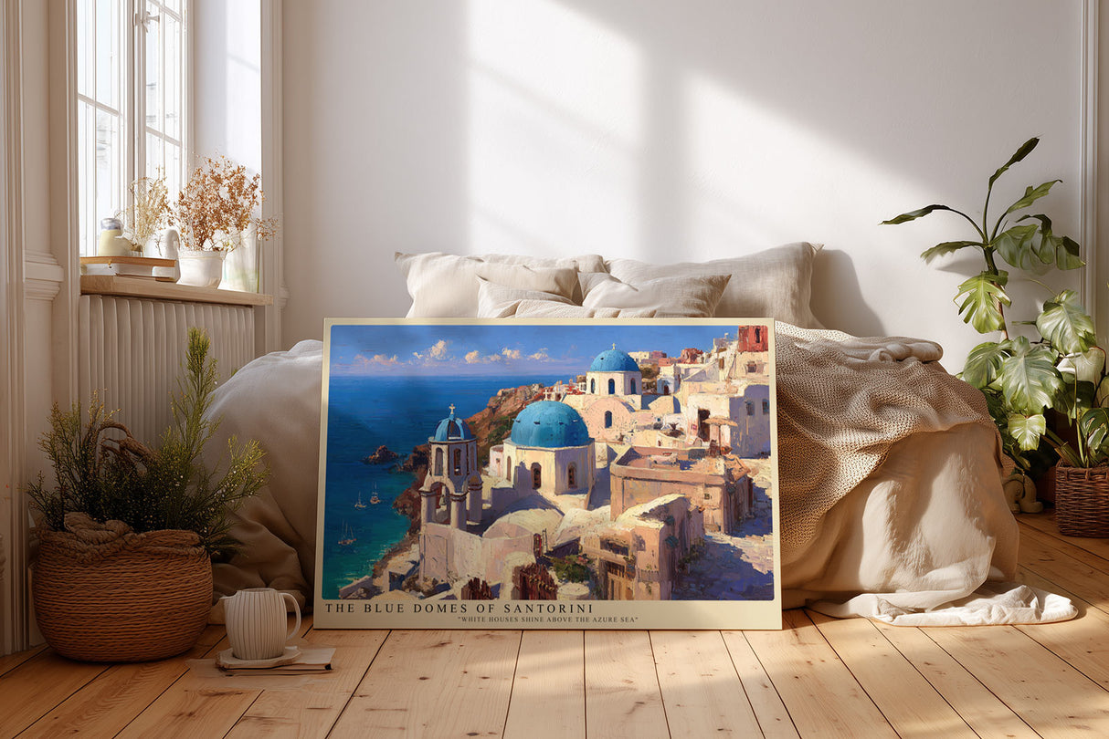 Paul Sinus Wandbild The Blue Domes of Santorini White Houses Shine Above the Azure Sea