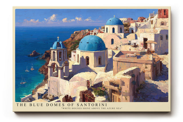 Paul Sinus Wandbild The Blue Domes of Santorini White Houses Shine Above the Azure Sea