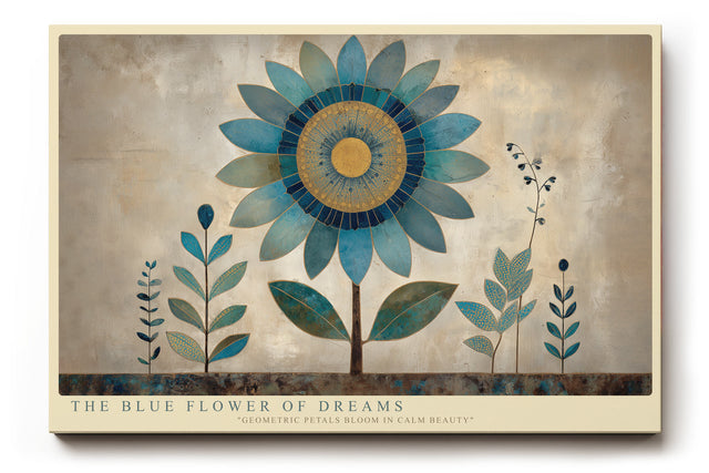 Paul Sinus Wandbild The Blue Flower of Dreams geometrisches Blumenmotiv in harmonischen Blautönen