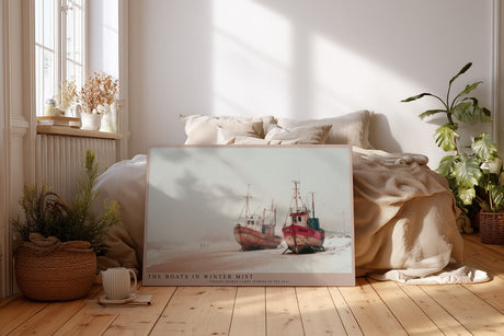 Paul Sinus Wandbild The Boats in Winter Mist – Fischerboote im nebligen Winter an der Küste