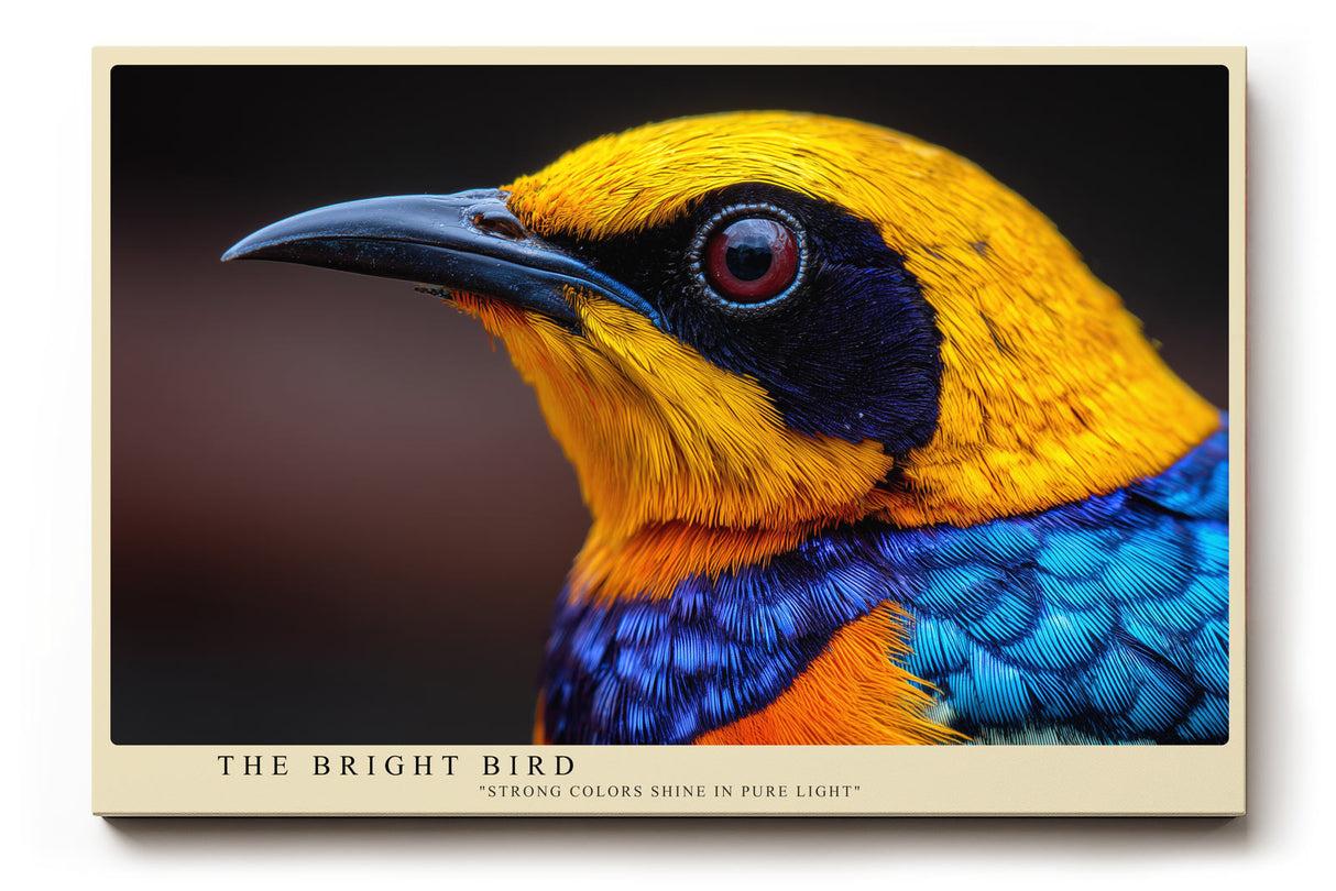 Paul Sinus Wandbild The Bright Bird farbenprächtiges Vogelmotiv in leuchtenden Blau-, Gelb- und Orangetönen