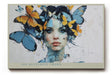Paul Sinus Wandbild The Butterfly Crown – Poetisches Frauenporträt mit blauen und gelben Schmetterlingen, Symbol für Leichtigkeit und innere Schönheit